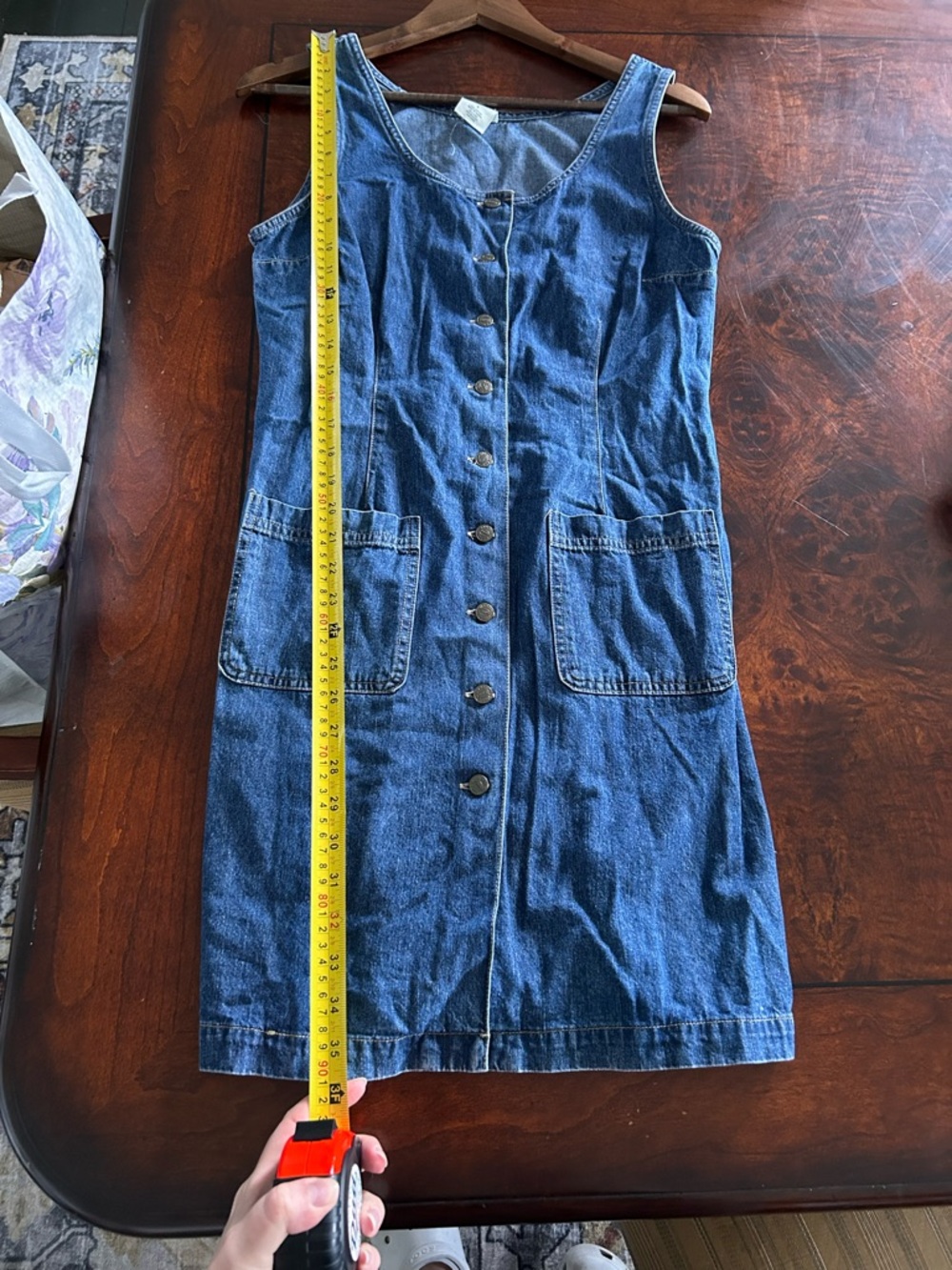 Vintage Old Navy Y2K Jean Jumper Dress Buttons Size 6 pockets - Picture 5 of 5